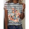 Bequemes gestreiftes bedrucktes Oberteil Mode Vielseitige Damen Kurzarm Freizeit locker T-Shirts Damen
