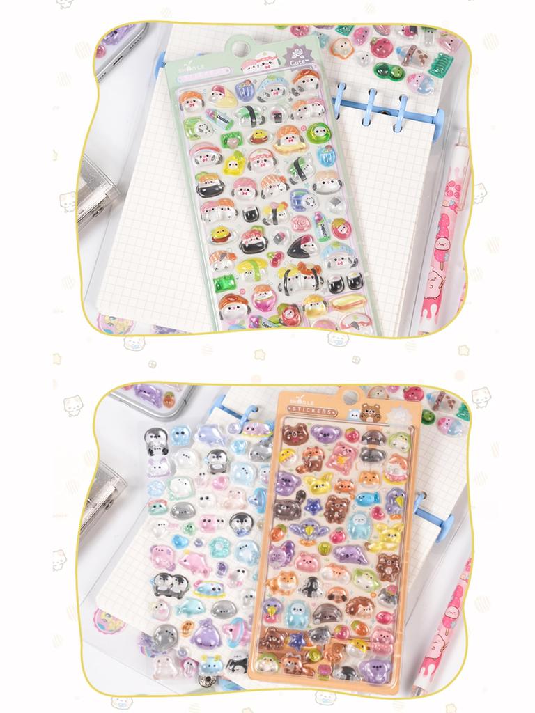 KRGNPLE 2026 Nova Coleção 3D Adesivos Fofos com Exquisite Perfeito para Planner Criativo e Presentes Modelo, Qualidade de Loja, Pacote com 2 Adesivos, Padrões,