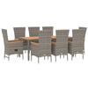 VidaXL Ensemble de salle à manger de jardin 9 pcs avec coussins Gris 3157544