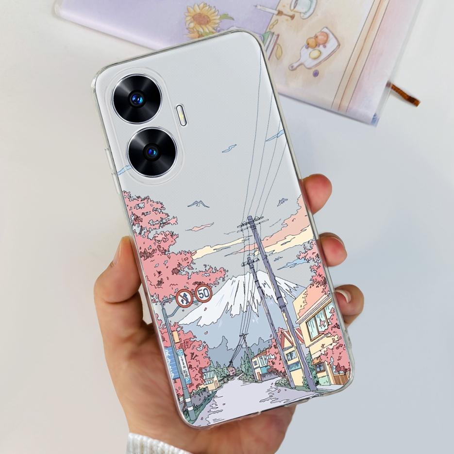 For Realme C55 4G Case RMX3710 Colorful Painted Cover Soft Slim Fundas Phone Case For Realme C55 C55 RealmeC55 Back Cover Bumper