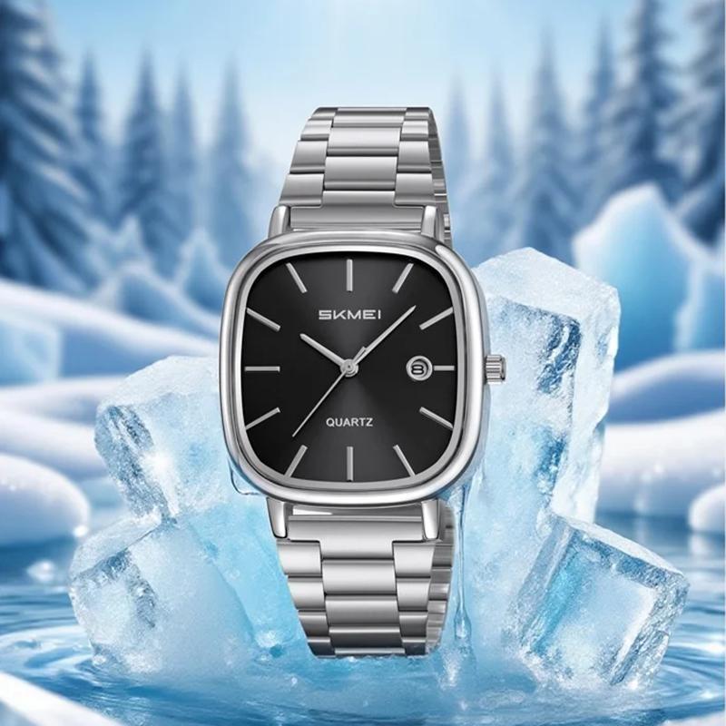 Luxury Mens Quartz Calendar Watches Stainless Steel Strap Waterproof Analog Display Fashion Casual Wristwatch