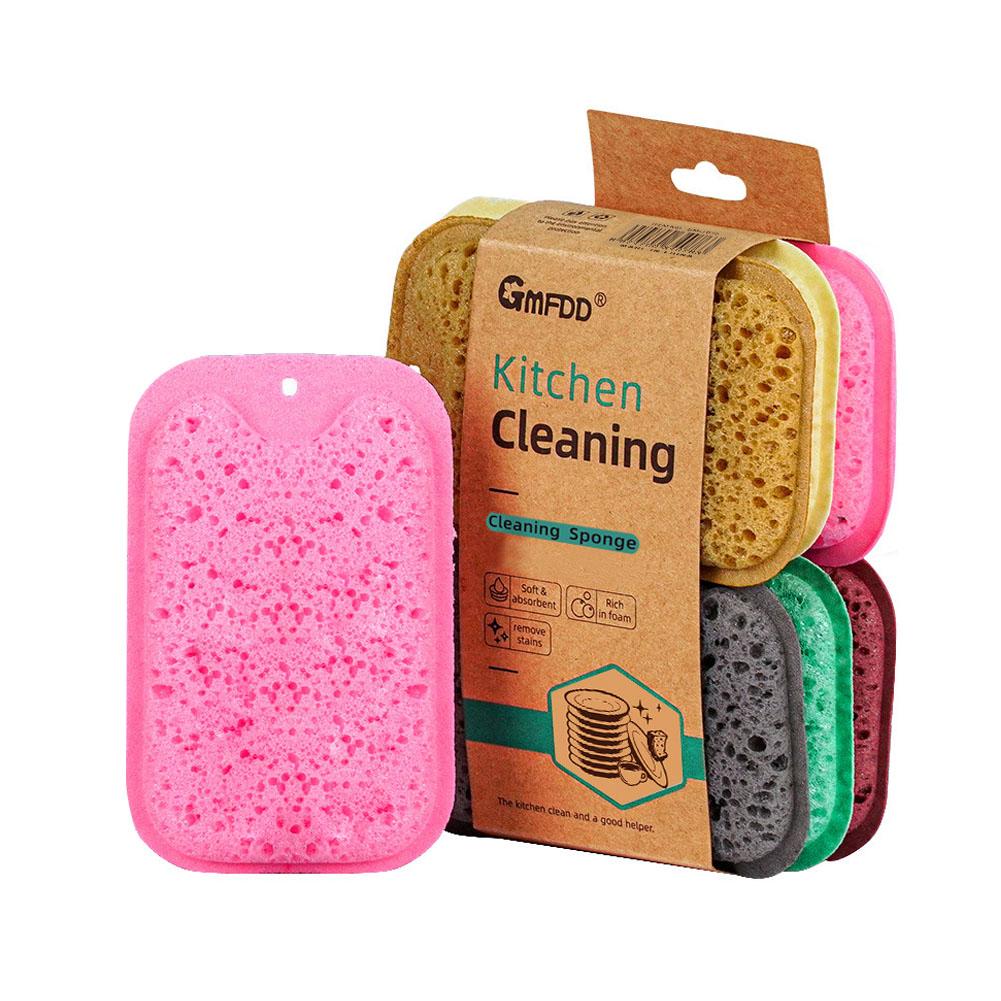6pcs Washable Sponge Wipes Reusable High Density Dishwashing Sponges Multi-Functional Double Side Cleaning Sponges