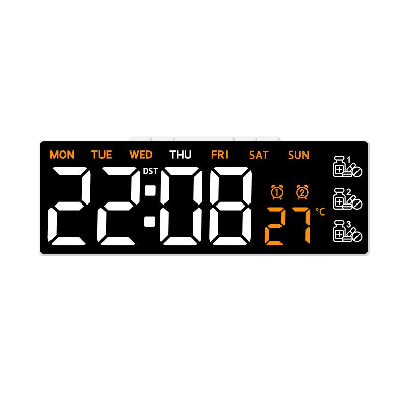 Digital Alarm Clock TEMP Date Week 3 Medication Reminders 2 Alarm 3 Levels Brightness USB Output Charging Port 12/24H LED Clock