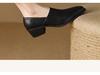 Women's Apricot Pointed-Toe Slip-On Chunky Mid-Heel Shoes