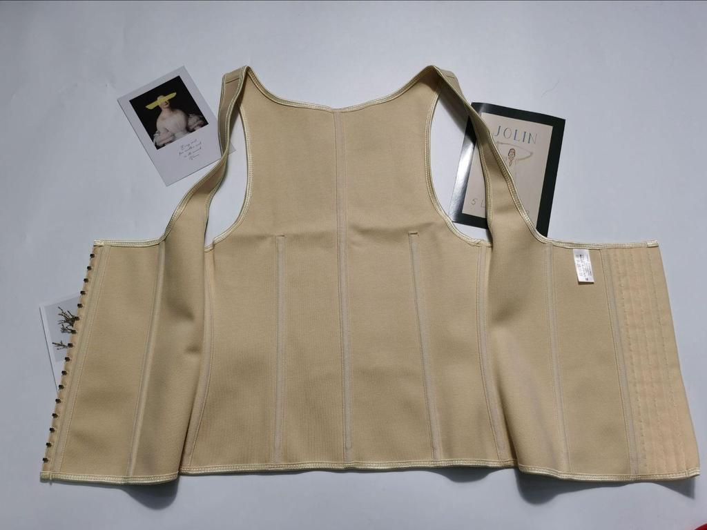 9 Steel Bones Wide Shoulder Latex Corset Body Shaper Vest