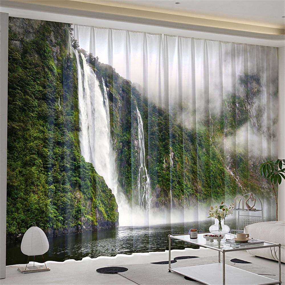 Natural Scenery Forest Landscape Lawn Tree Window Curtains Blinds For Living Room Bedroom Bathroom Kicthen Door Home Decor2Pcs