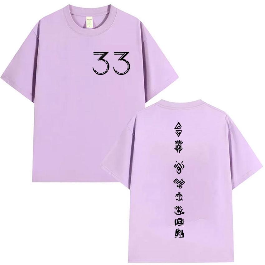 Clair Obscur Expedition 33 T Shirt Men Women Vintage Fashion Cotton Short Sleeve Tshirts Hot Game Fans Gamer Clothing Tshirt