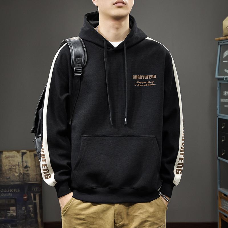 

Весна и осень 360G плотный свитер с капюшоном мужской американский трендовый брендовый принт с буквами осенняя спортивная ветровка с длинным рукавом 4XL чёрный