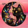 Black Cat Window Hanging Stained Glass Style And Magic Coffee Cup Ornament for Wall Unique Gift Lovers Decor, Acrylic Sun Catcher Art