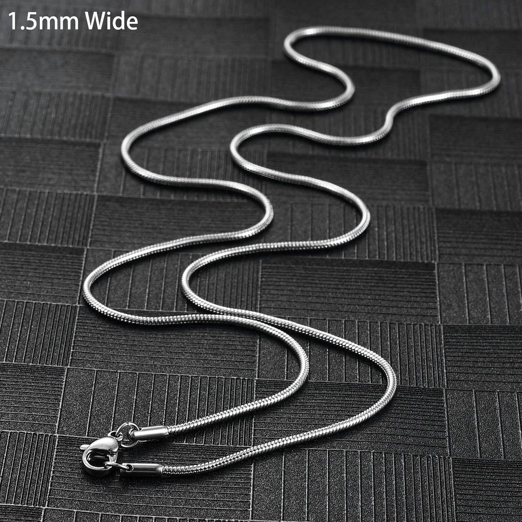 Classic Round Snake Bone Chain Stainless Steel Rolo Necklace for Women and Men Silver and Gold Color Plated Choker Metal Jewelry