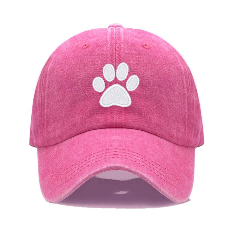 

Dog Paw Embroidered Baseball Cap For Women Men Fashion Adjustable Washed Cotton Dad Hat Unisex Classic Golf Caps