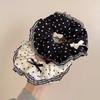 New Black White Polka Dot Hair Bundle Oversized Scrunchies Lace Butterfly Bow Hair Rope Ties Women Elegant Large Headbands