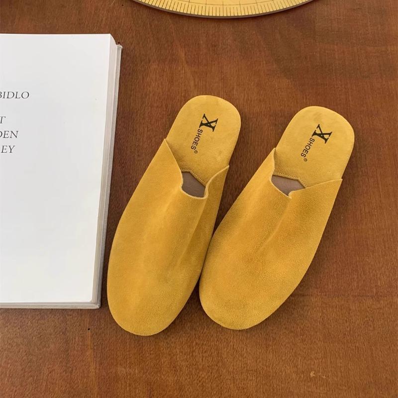 

Весна новая ретро круглая голова толстая подошва матовая кожа сумка голова полушлепанцы женские ленивые туфли Му Цинь 35