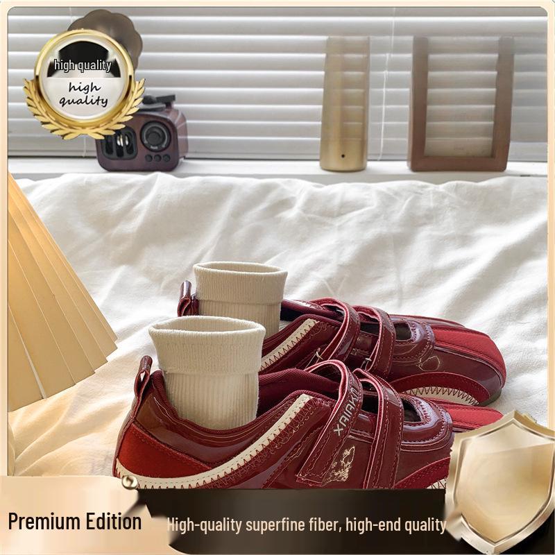Women's Autumn Lightweight Velcro Mary Jane Sneakers - Thin-soled, Casual Sports, with Inner Height Increase.
