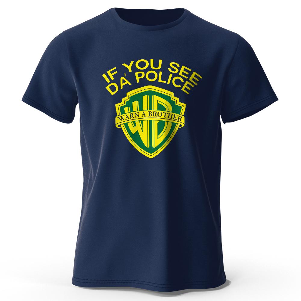 

Мужская футболка с принтом If You See Da Police, 100% хлопок, классические свободные футболки с забавным графическим принтом для мужчин и женщин, летние топы XXXL тёмно-синий