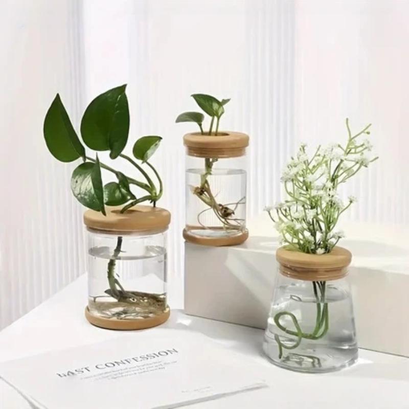 Automatic Water Absorption Plant Propagation Pot Nordic Style Plastic Hydroponic Vase for Office Desk Green Decor
