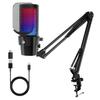 VCOM RGB USB Gaming Microphone Condenser Set Single-Direction Adjustable Stand Volume Control Mute RGB Switch Compatible with Windows Mac PS4 PS5 Game