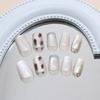 30 Pcs Elegant False Nail Glittering Press On Nail French Tip Acrylic Nail Cats Eye Stick on Nail for Party