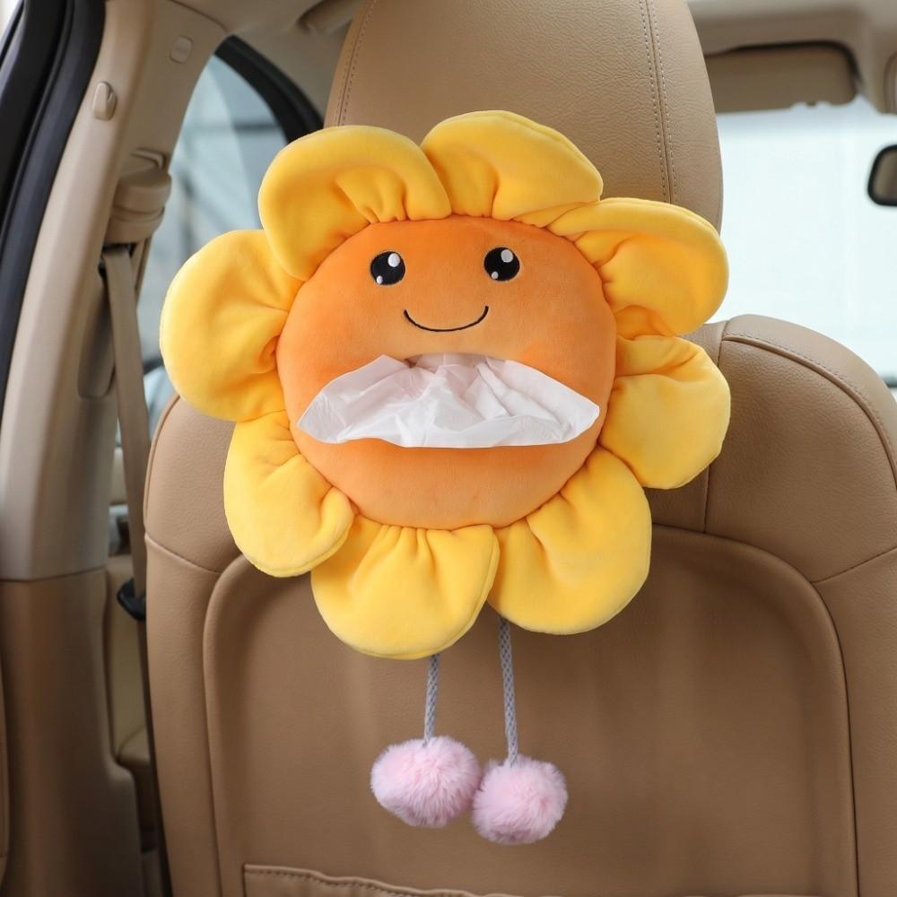 28 x 28 cm Sunflower Plush Car Tissue Box Car Rear Seat Backrest Tissue Storage