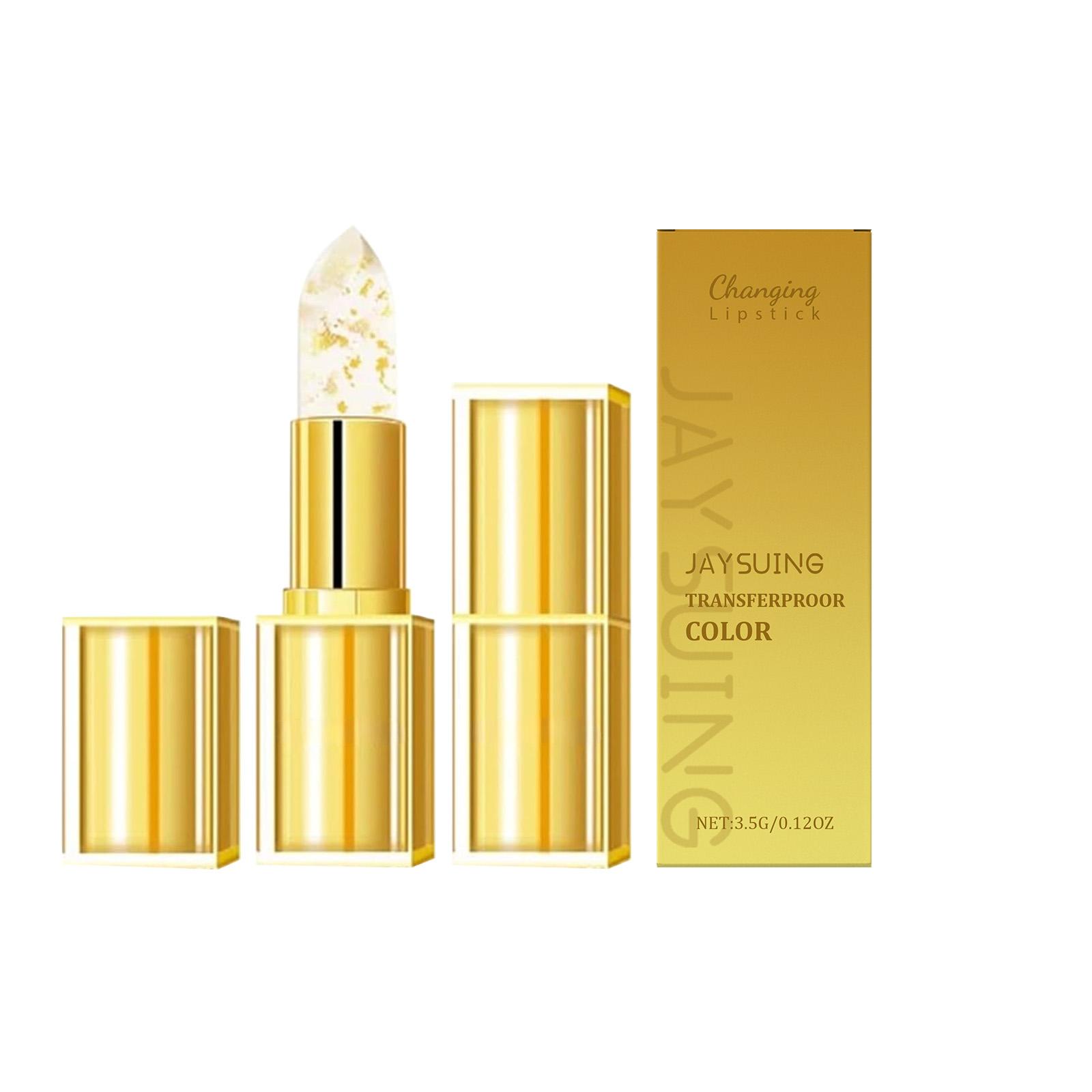 Gold Moisturizing Lipstick Color Changing High Shine Fade Lip Line Relieves Dryness Non-stick Hyaluronic Acid Hydrating Lip Balm 3.5g