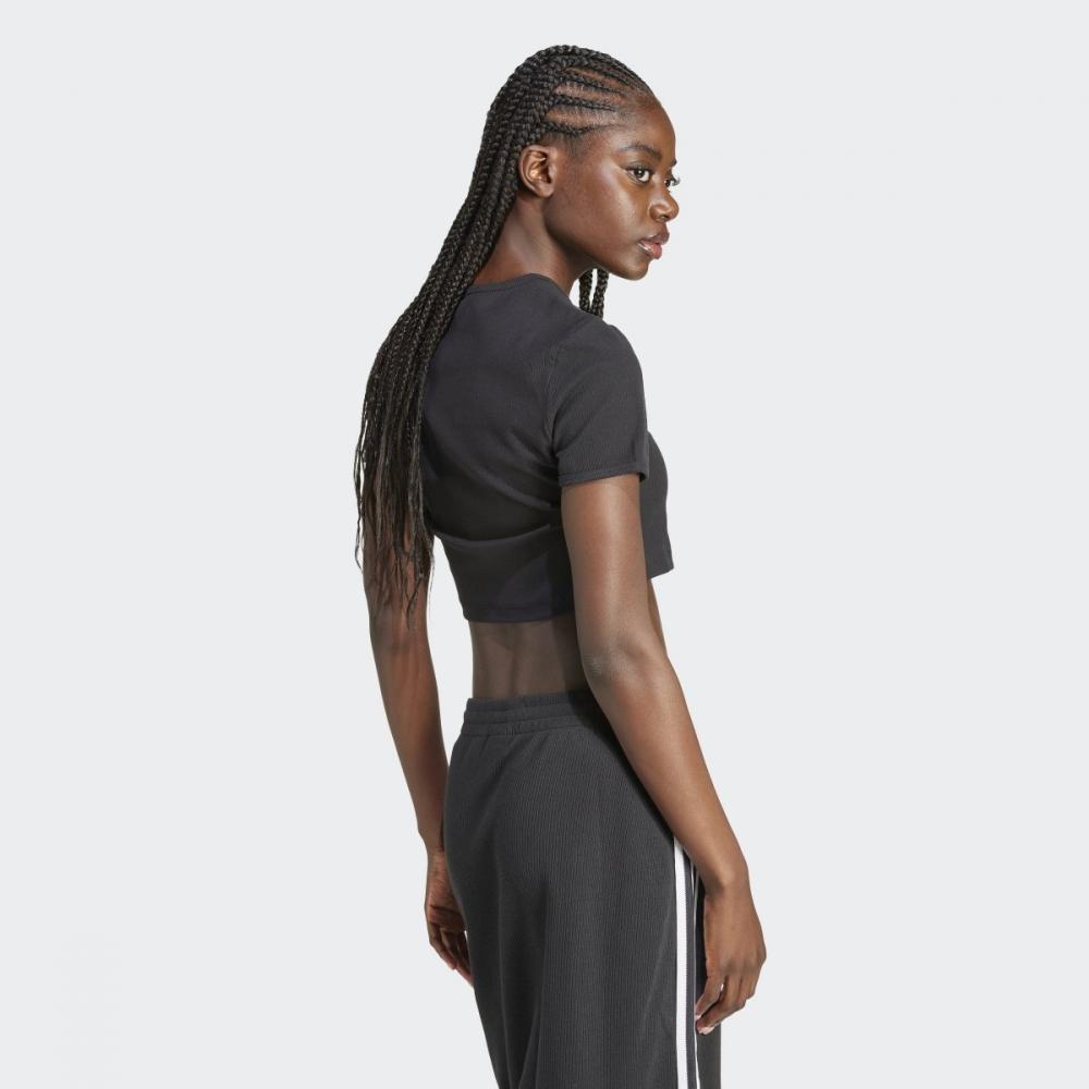 Adidas Essential Lip Tee Crop Top Black Iy9664
