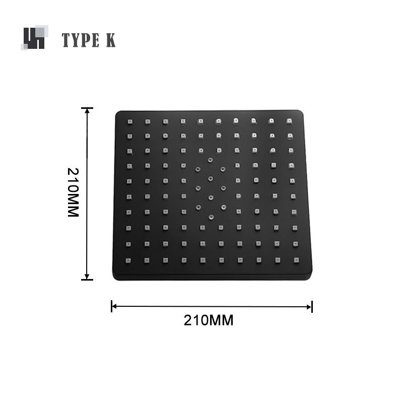 8/10/12 Inch Rainfall Shower Head Round Square ABS Rain Shower Head Pressurized Big Overhead Shower Black Chrome Gold Grey