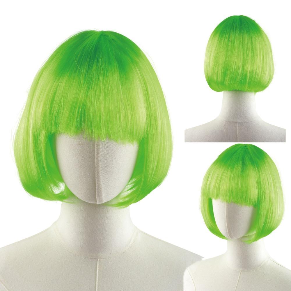 Funny Short Bob Wigs Xmas Wig Halloween Cosplay Anime Wigs Colored Straight Hair Stage Show