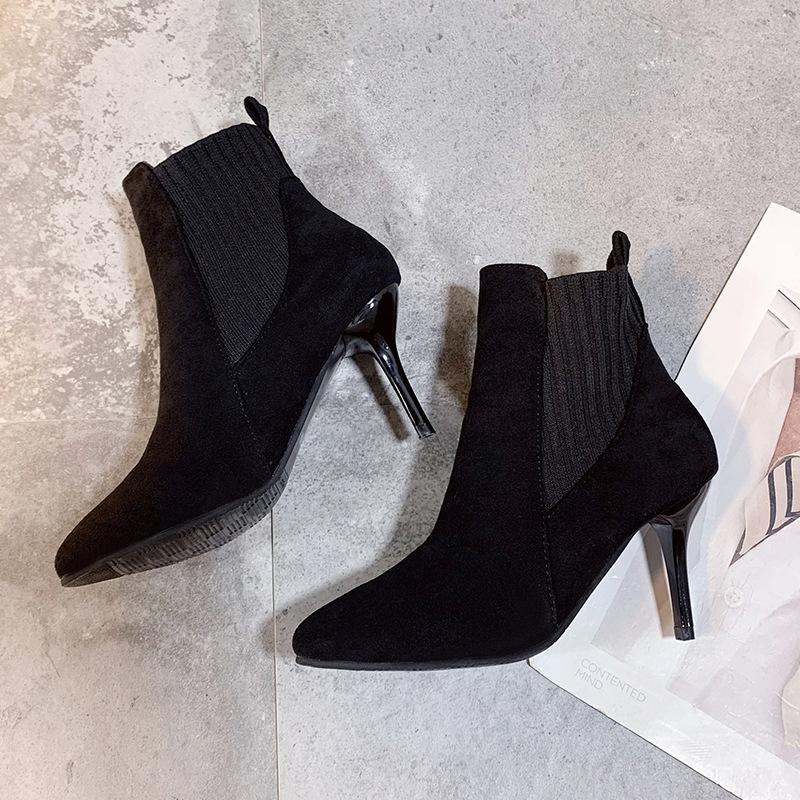 Mode Spitze Dünne Ferse Stiefeletten für Frauen Mode Lässig Neue Designer Einfarbig Stiefeletten Weiblichen Frühling Herbst High Heels schuh