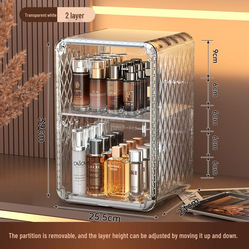 

Desktop Cosmetic Organizer: Dustproof, Large Capacity, Clear Storage for Skincare, Lipstick, and Masks. No Size