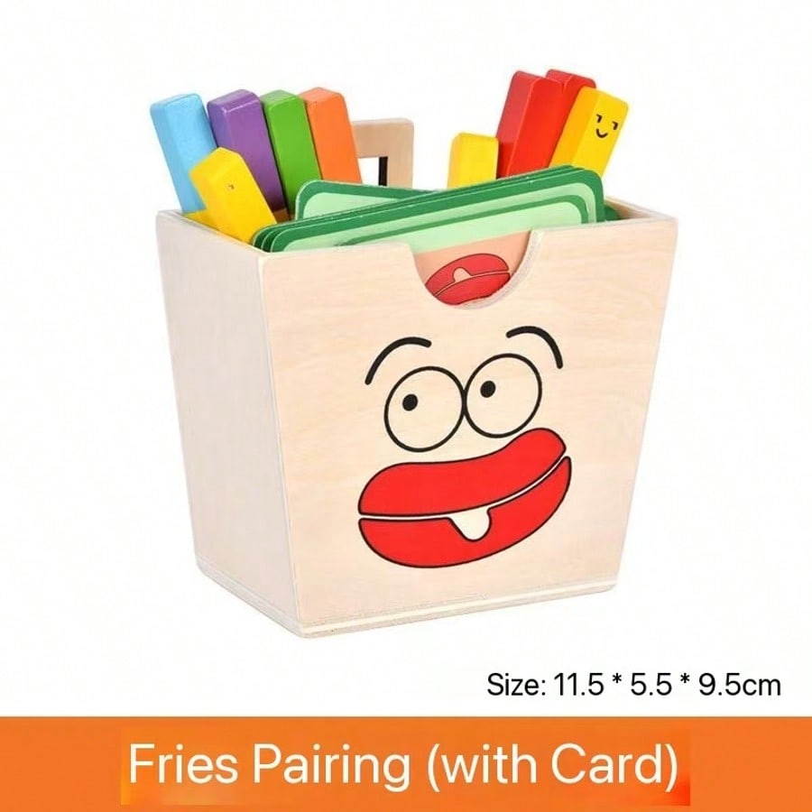 Wooden Hamburger Fries Stacking Toys For Kids,Simulated Food Toys,Montessori Toys For Kids,Preschool Educational Toys For Developing Fine Motor Skills