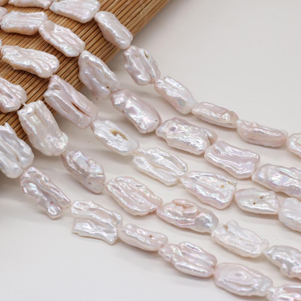 1String, Irregular Baroque Pearls, White Natural Freshwater Pearl Beads, 12×23–15×25 mm, for DIY Necklace Bracelet Accessories, Jewelry Making, 36cm