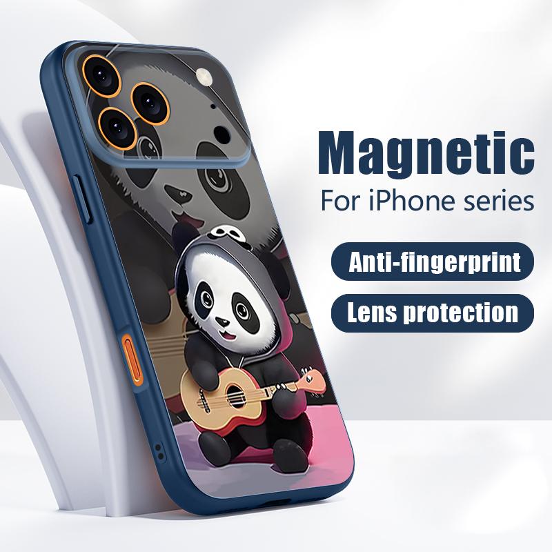 Guitar-playing Panda Case For iPhone 17 Pro Max Magnetic For Magsafe Skin Feeling Cover For iPhone 16 15 14 13 Pro Max