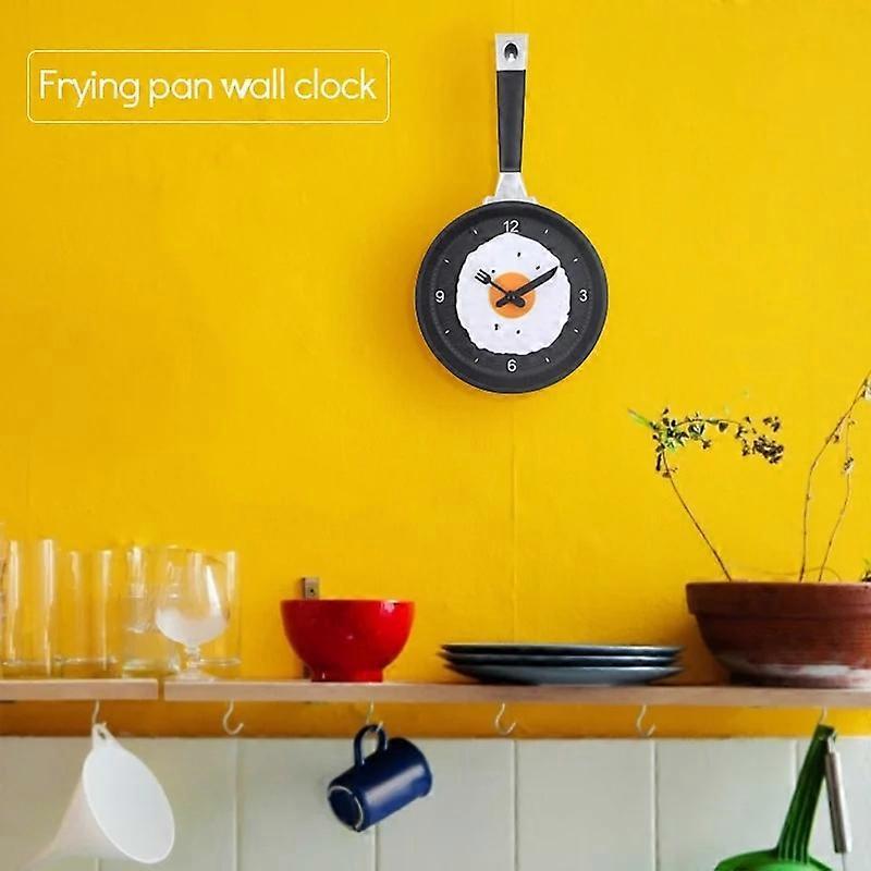 Funny Silent Kitchen Wall Clocks Creative Frying Pan Wall Watch With Egg Modern Digital Clock For Home Kitchen
