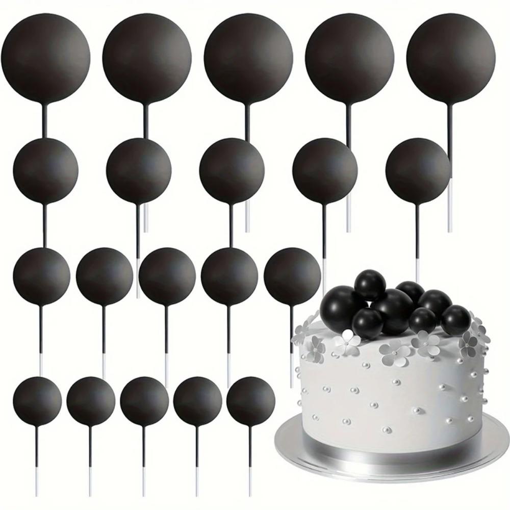 20/30Pcs Cake Balls Decoration Gilded Black Happy Birthday Foam Ball Cake Stickers Party Mother's Day Decor DIY Wedding Decor