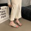 Satin Bow Sandals Summer New Silver with Skirt Thick Heel Sandals