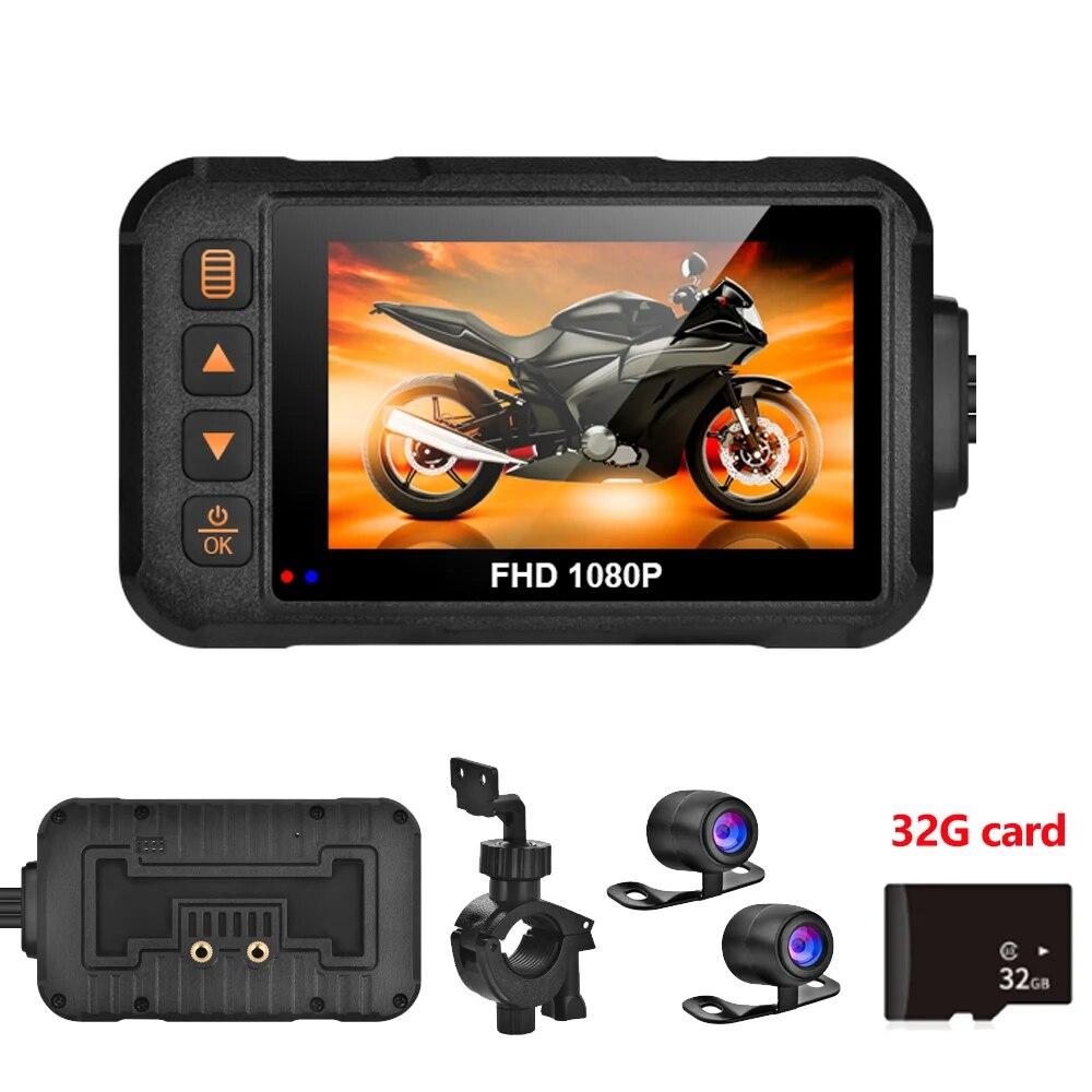 1080P Waterproof Motorcycle Camera DVR Motorcycle Dashcam 3.0 Inch Front Rear Camera Video Motorcycle Recorder Moto Accessories