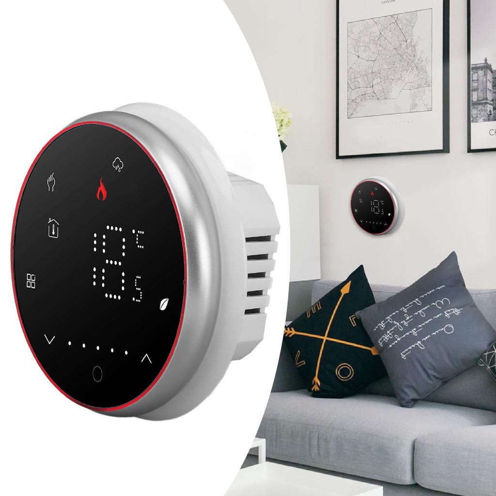 Smart Thermostat 1 Week Programmable LED Display Recessed Round Digital Thermostat AC95‑240V for Water Heating System