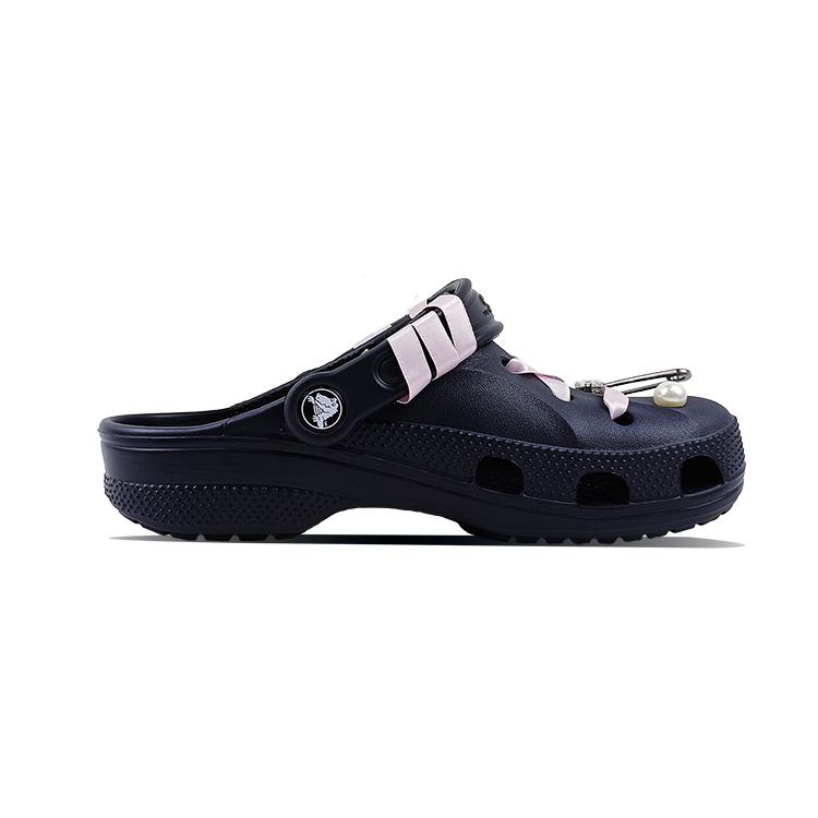 Crocs Baya EVA Pink Strap Love Shoes Beya Beach Hand-Drawn Sweet Cartoon Niche Versatile Campus Style Hole Shoes Unisex Same Black