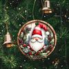 Rustic Santa Gnome Woodland Wreath Design Acrylic Christmas Tree Ornament Festive Home Decor Holiday Gift Hanging Bauble Christmas Party Supplies
