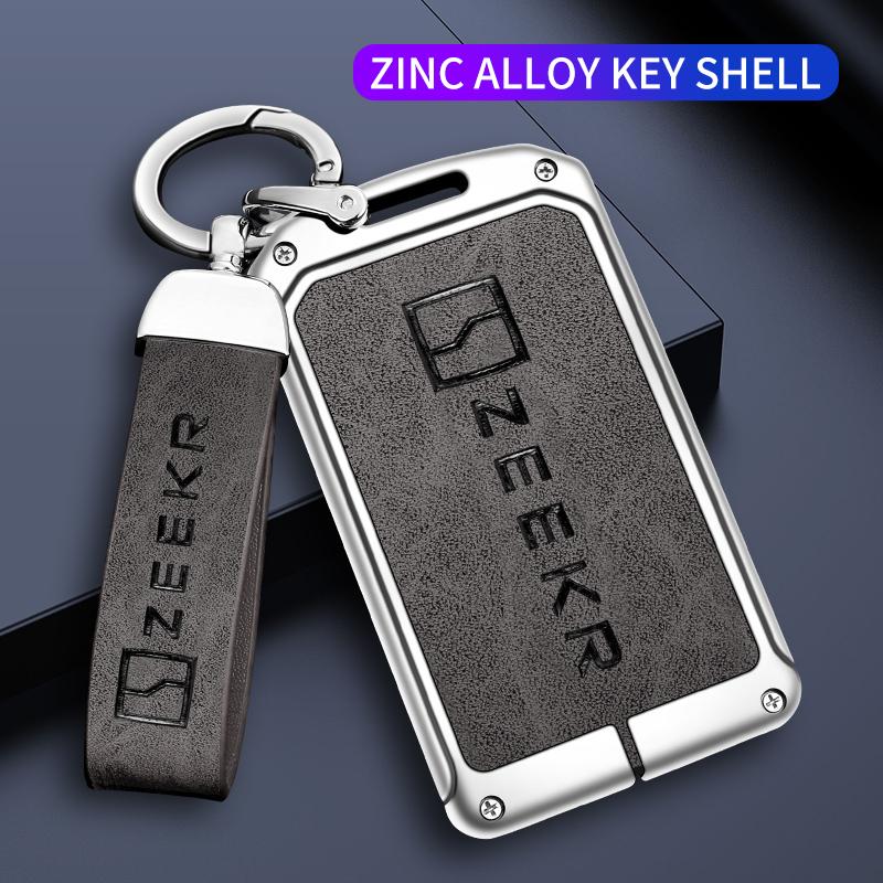 New Zinc Alloy Leather Car Smart Key Holder For Zeekr 001 009X Nfc Card Key Fob Car Key Case Accessories