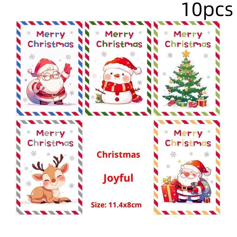10Pcs Christmas Cards, Handwritten Thanks, Blessings, Messages, Gifts, Decorations, Small Cards, Parties, Birthdays, Holidays