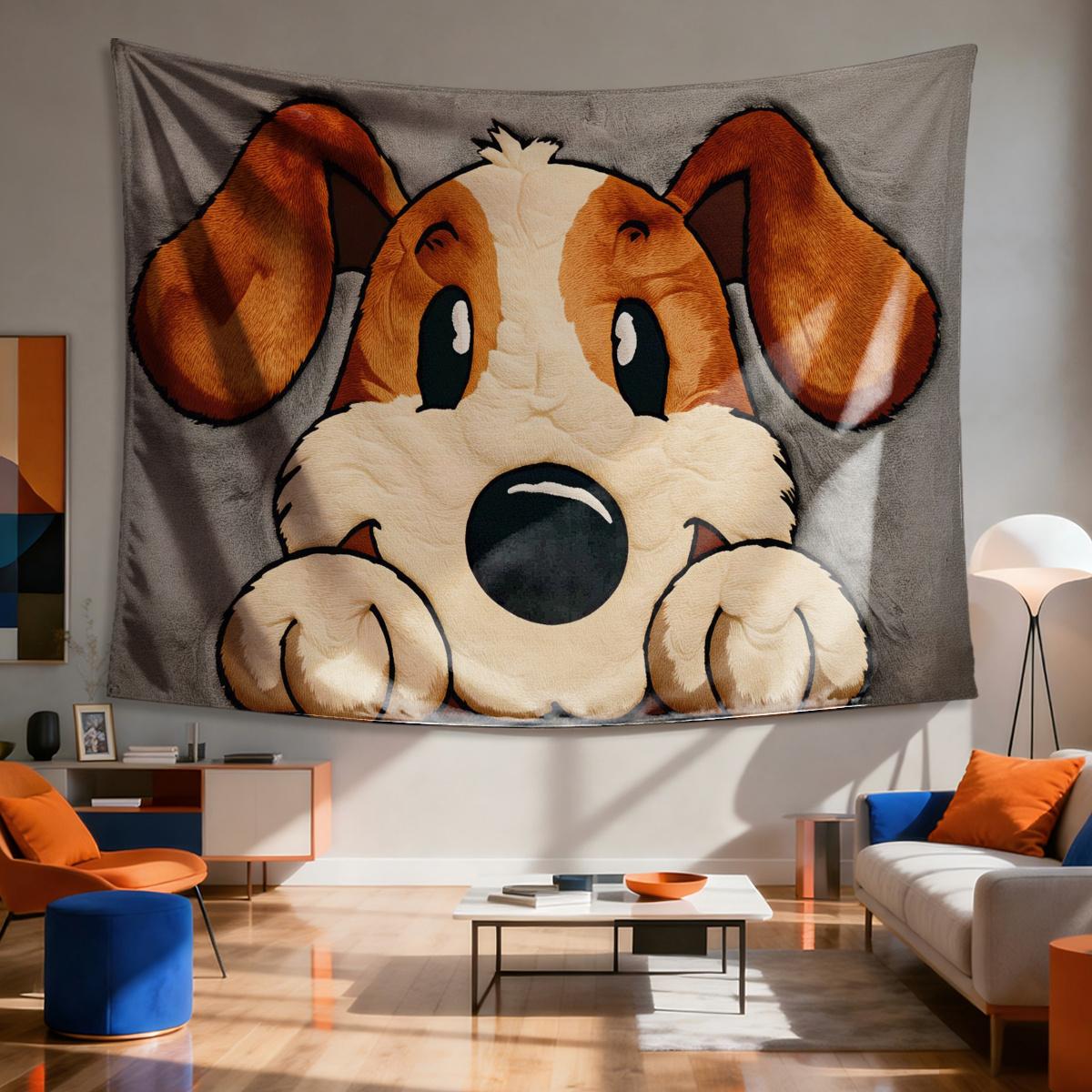 

Cute Puppy Tapestry Cartoon Dog Wall Hanging 3D Animal Print Decor Cozy Aesthetic for Bedroom Living Room 74x94cm(29x37in)