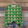 Women's Christmas Print Cardigan Long Sleeve Round Neck Knit Top