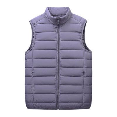 Men's Autumn/Winter Lightweight Down Vest with Stand-Up Collar - Large Size, Loose Fit