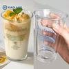 Transparente Kaffeetassen Espressotassen 350ML Amerikanische Kaffeetassen Ins Tumbler Glasbecher für Tee Heißgetränk Latte Geschenk für Sie