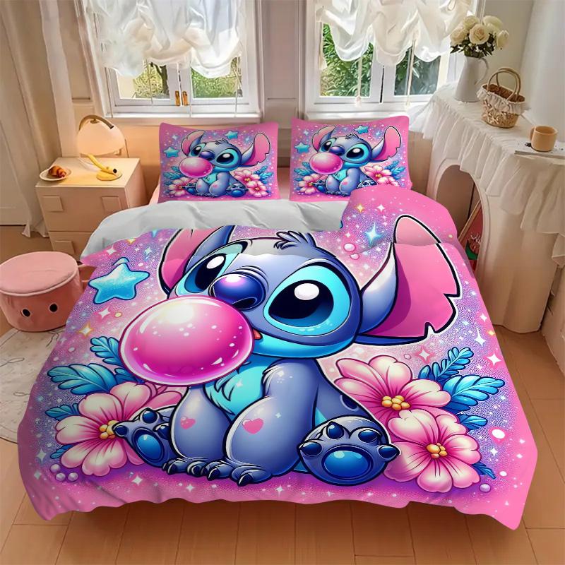 Stitch Bubble Fantasy Flowers Print 3Pcs Bedding Setduvet Cover With 2 Bedropillowcase Home Birthday Gift