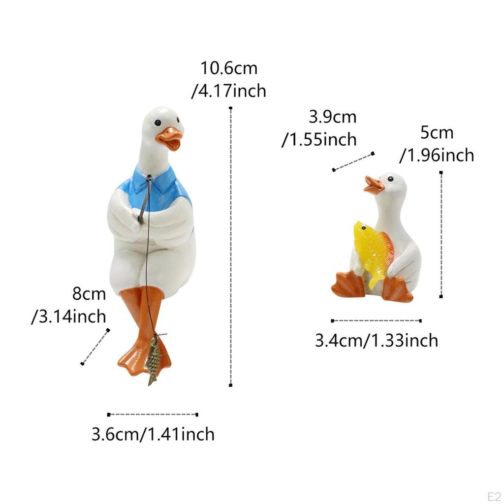 2 Pieces Duck Miniature Figurines DIY Bonsai Crafts Resin Plant Pot Decor Ornaments for Patio