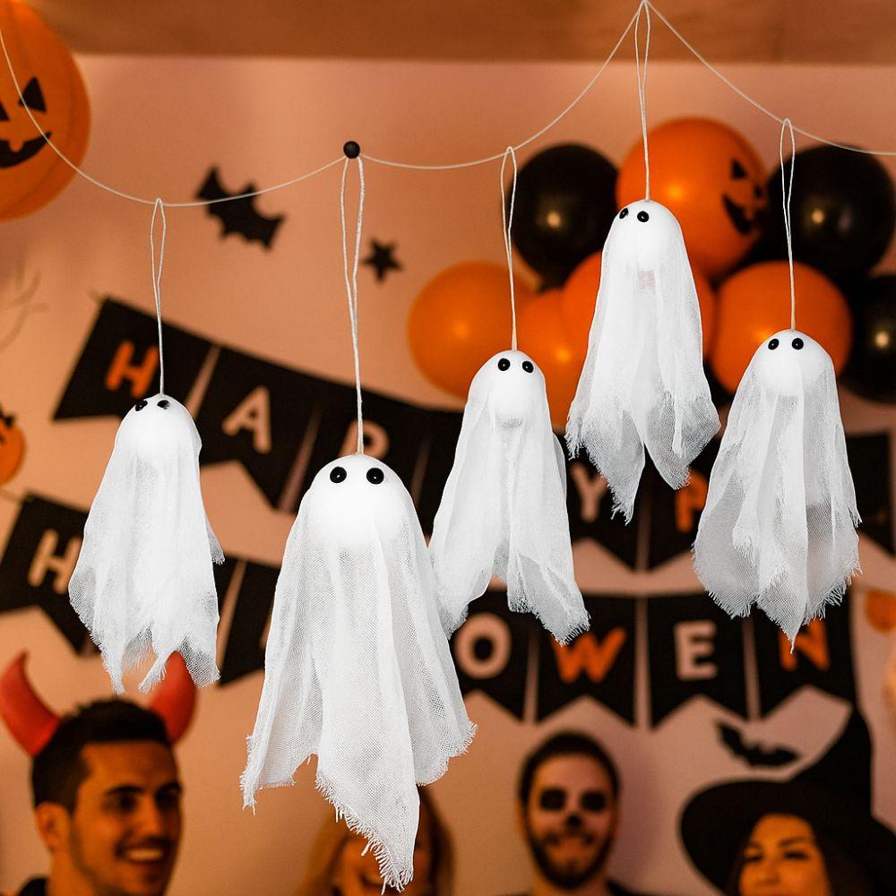 10pcs White Spooky Ghost Decor DIY Flying Ghost Pendant Ghost Hanging Ornament Ghost Festival Decor
