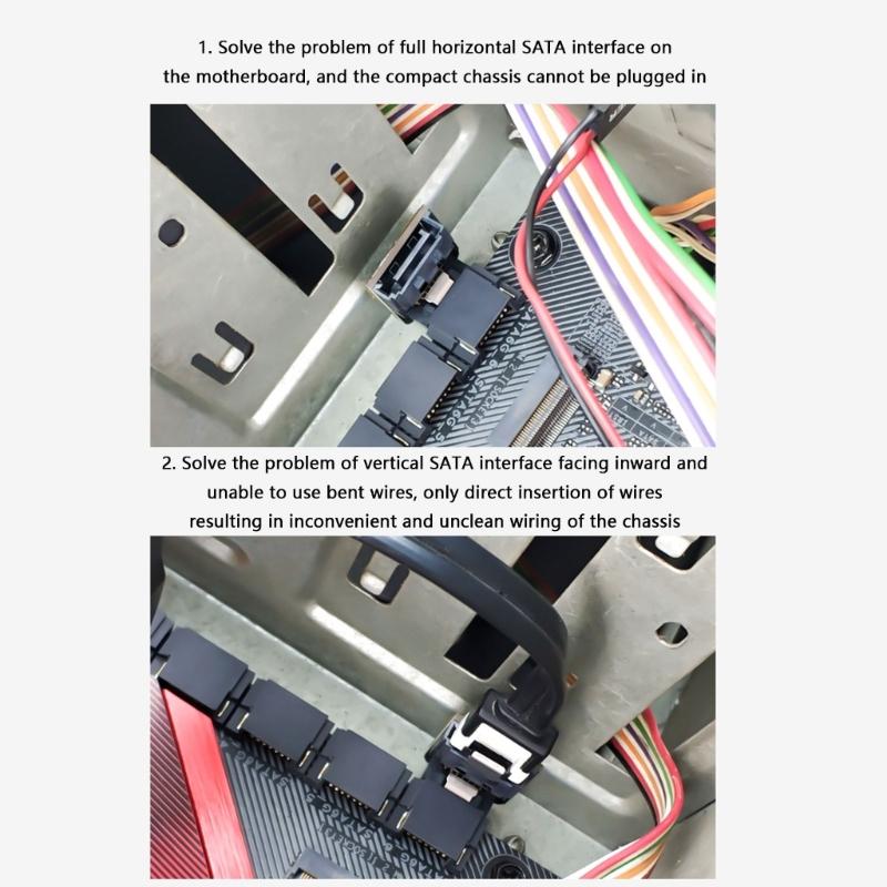 Satas 7Pin Right Angle Connectors ABS Satas 7Pin Female To Male Adapter Enhances Stability For PC Hard Drive Installation