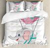 Elephant Nursery Decor Bedding Set For Bedroom Bed Home Cute Elephants Holding Heart Shape Duvet Cover Quilt Cover Pillowcase